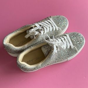 Betsey Johnson Sidny sneakers rhinestone wedding platform sneakers size 8